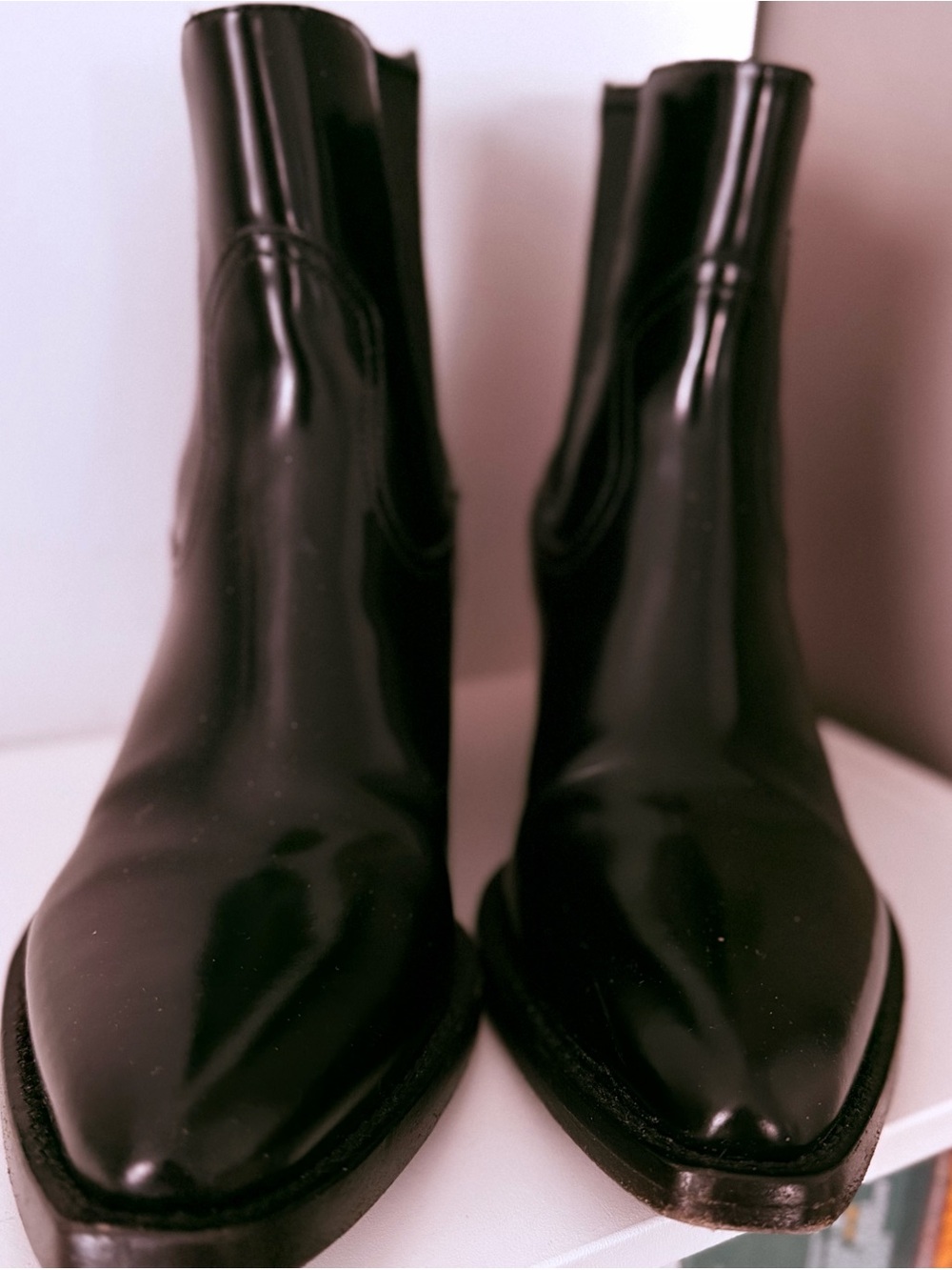 Prada Black Patent Leather Chelsea Ankle Boots